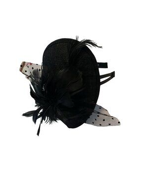 Black Fascinator Hat Feather Mesh Headband Cocktail Wedding Hair Accessory